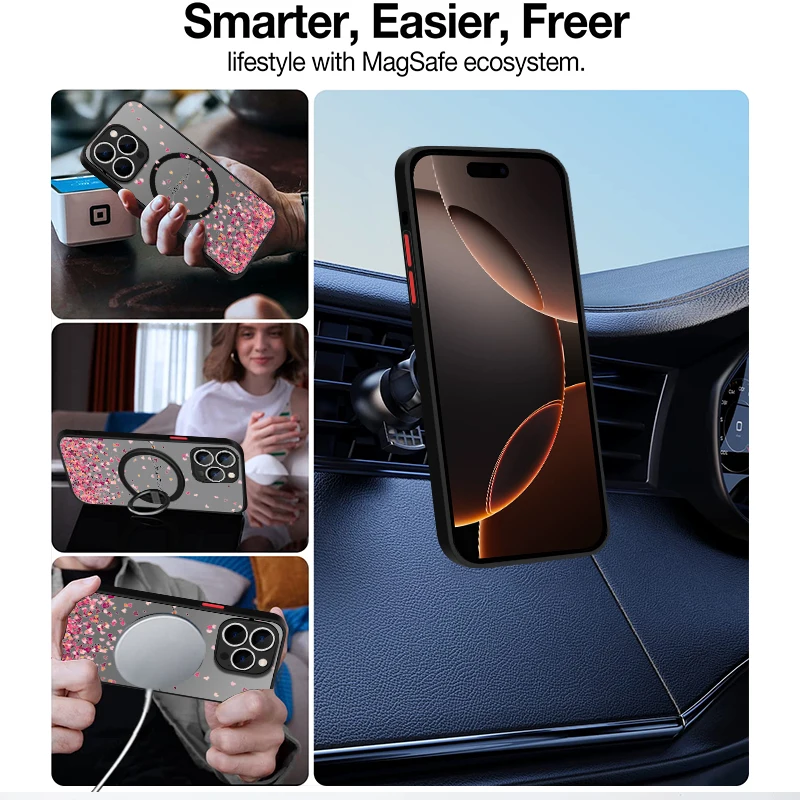 Магнитный чехол с цветком сакуры для iPhone 15 Pro Max 11 12 13 14 16 беспроводной зарядки Magsafe