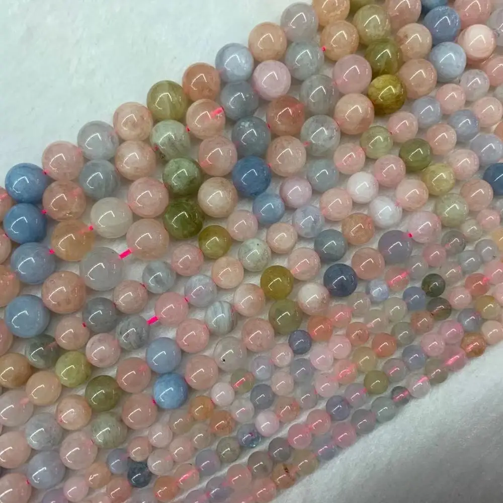 

Бусины из натурального камня морганита, незакрепленные бусины ярких цветов для изготовления ювелирных изделий, нитка 15 дюймов, 6 мм, 8 мм, 10 м...