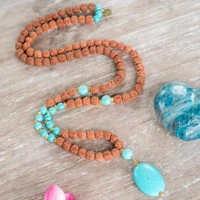 6mm natural knot rudraksha turquoise gemstone beads necklace blessing healing emotional thanksgiving day energy all saints day