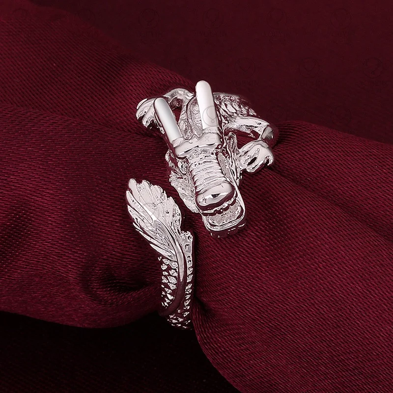 

ANGLANG New Punk Dragon Shape Adjustable Rings for Women Men Silver Colour Dance Party Finger Ring Special Girl Gifts