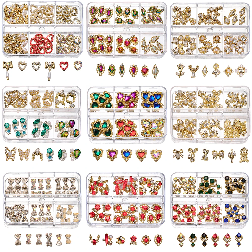 

24/30 шт., детали для украшения ногтей, 6 ячеек в коробке