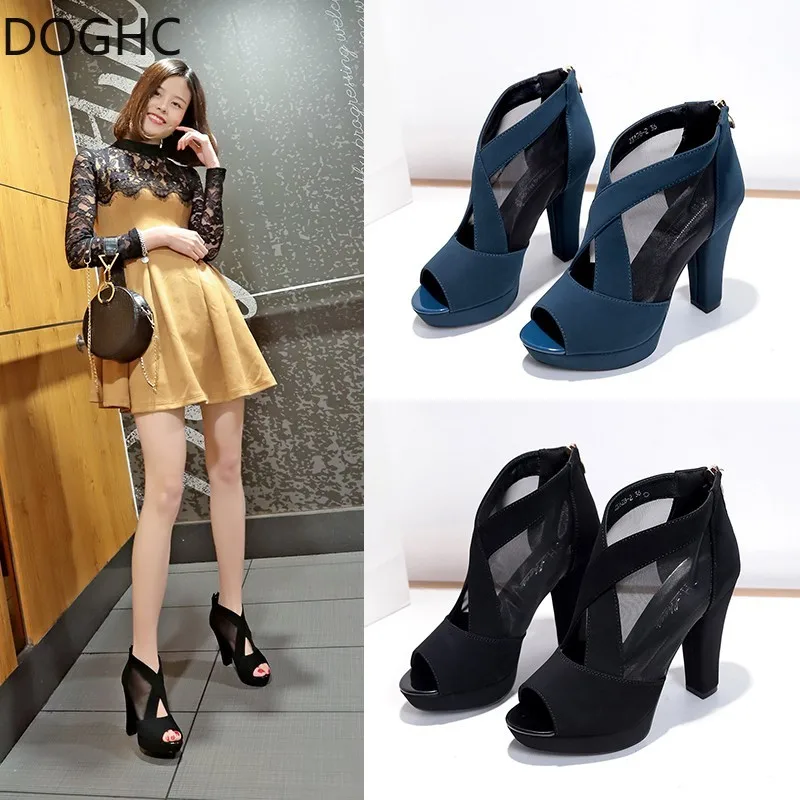 

Женские туфли на высоком каблуке, сетчатые дышащие туфли с острым носком и молнией, модные женские классические туфли, лето 2022