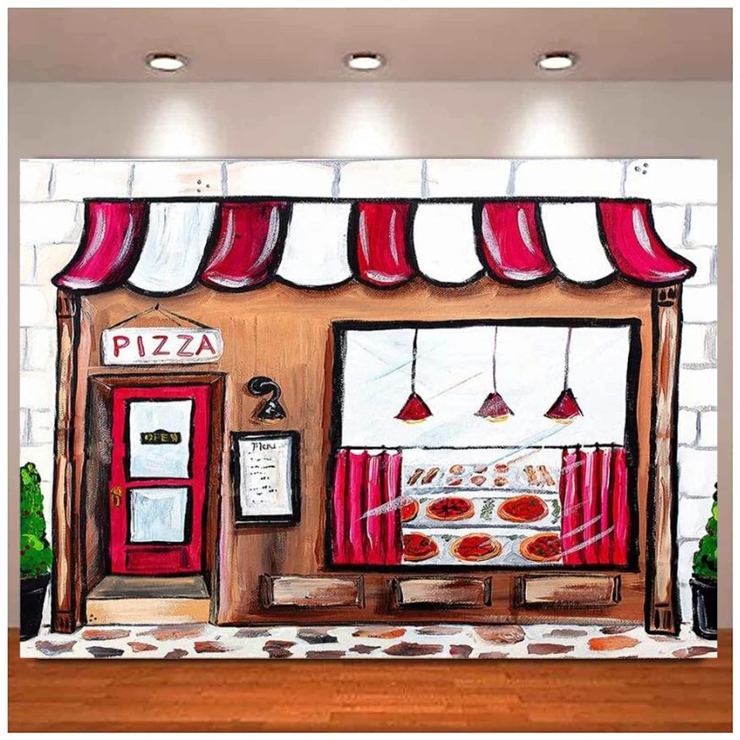 

Pizza Shop Photo Background Newborn Baby Shower Cake Table Decorations Banner Kids Birthday Party Photo Backdrop Studio Props