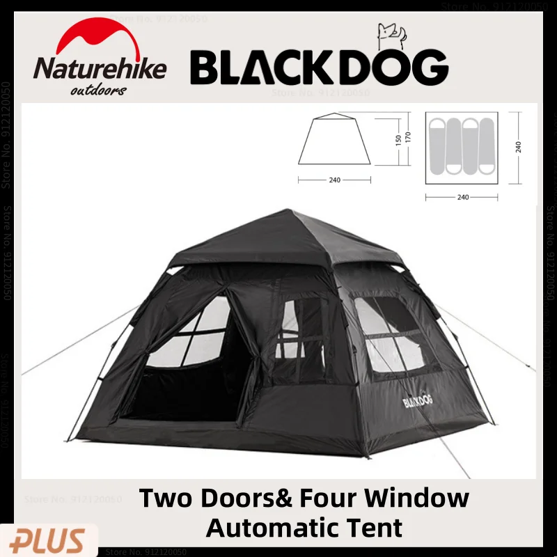 

Naturehike-BlackDog Новый Поход Палатка на открытом воздухе 3-4 человека палатка 2 двери 4 окна оксфордская ткань Надувание палатки UPF50+