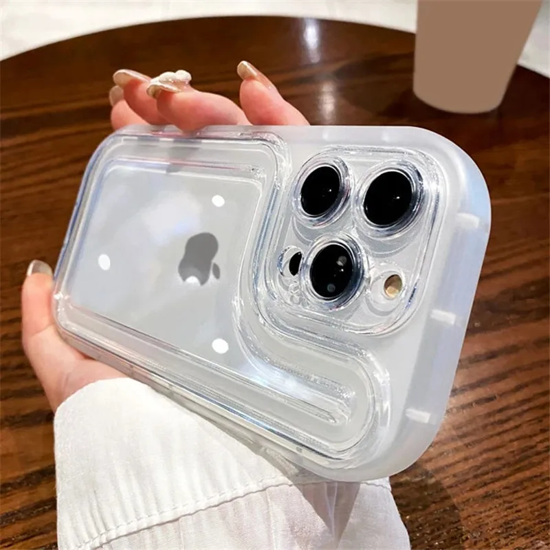 

Ottwn Cute Bright Color Air Cushion Phone Case For iPhone 14 13 12 11 Pro Max 13 14Plus Candy Clear Shockproof Bumper Back Cover