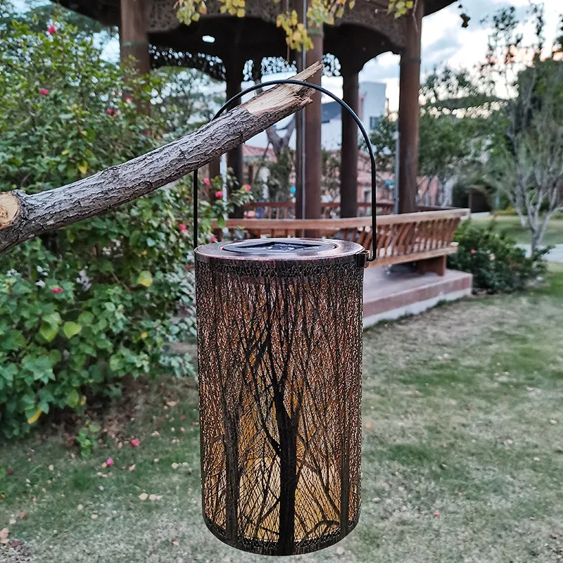 

Solar Wrought Iron Projection Lamp Retro Landscape Portable Hollow Lights LED Lawn Yard Outdoor Decorative Lamp Christmas Lights