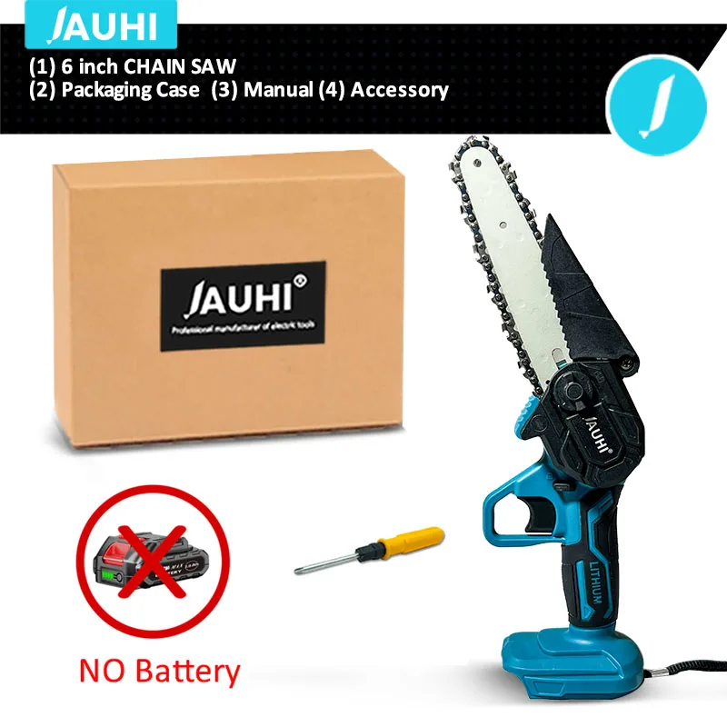 

JAUHI аккумуляторная цепная пила 6 дюймов 3500 Вт для батареи Makita