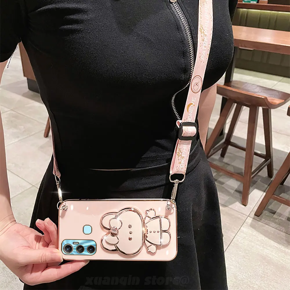 Чехол для телефона Infinix Hot 11 2021 X662 X662B с покрытием в виде кролика складная