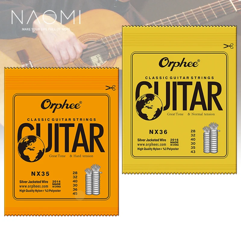 

NAOMI Orphee Classical Guitar Strings Set NX35/NX36 6 Strings Silver Plated Wire Nylon+Polyester Classical Guitar Accessories