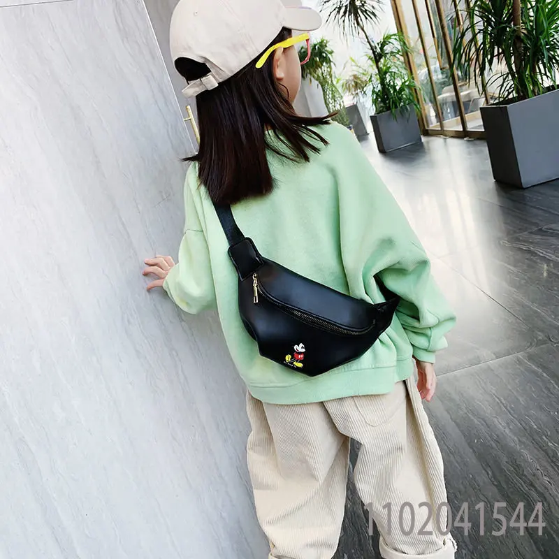 Disney Mickey Waist PU Material for Children Fashion Casual High Quality Cute Durable Chest Crossbody Bag