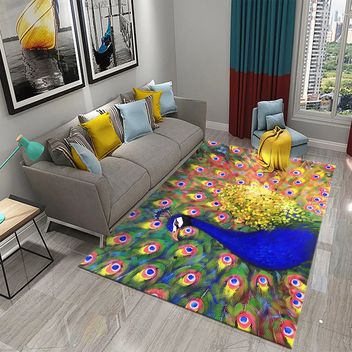 

3D картина маслом павлина, художественный ковер для спальни, декоративный коврик, напольный коврик для ванной, кухни, входа, нескользящий ков...