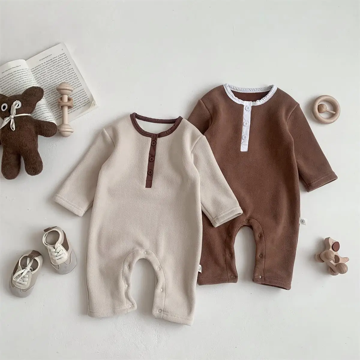 

Зимний Теплый мягкий комбинезон для новорожденных девочек 0-2 лет, флисовая утепленная уличная одежда, комбинезон для маленьких мальчиков, п...