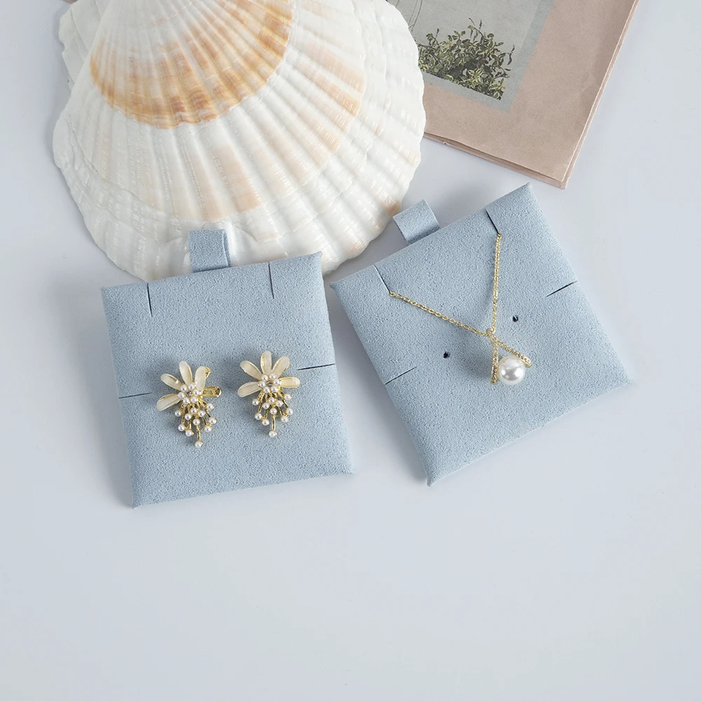 Droppshiping Earring Necklaces Display Cards for Jewelry Boxed and Packaging Microfiber Hang Tag Card Ear Studs Paper Card 6x6cm