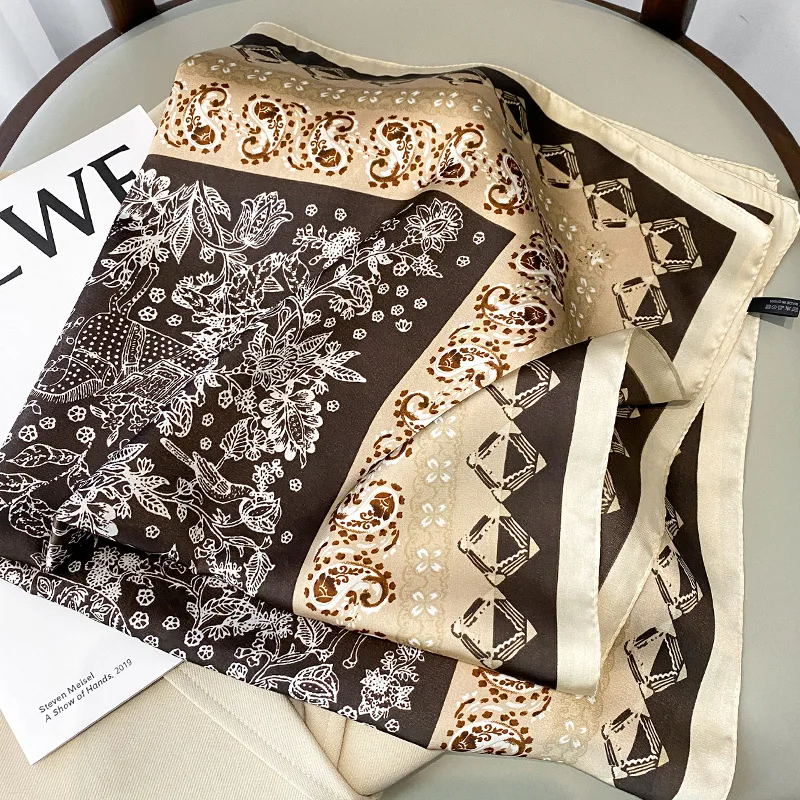 

Paisley Print Hijab Scarf For Women Fashion Headkerchief Bag Scarfs For Lady 70x70cm Small Shawls Silk Satin Neck Scarves Female