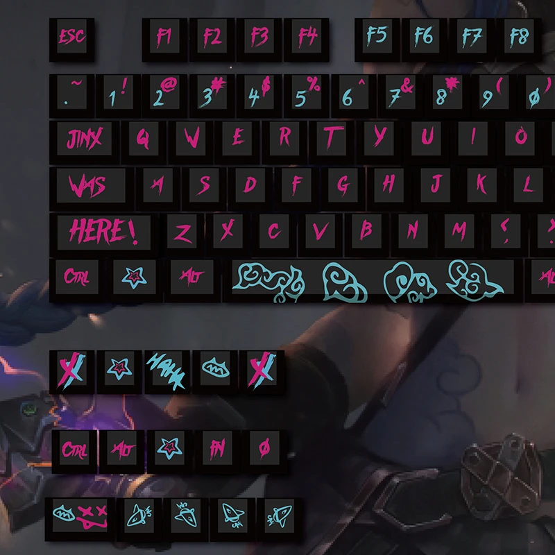 Колпачки для ключей с изображением Лиги Легенд Jinx Zaun термосублимация PBT Cherry height