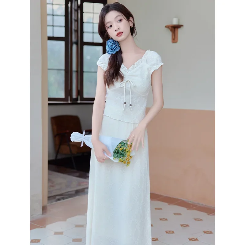 Новинка лета 2024 женская одежда модный элегантный костюм цвета хаки в французском