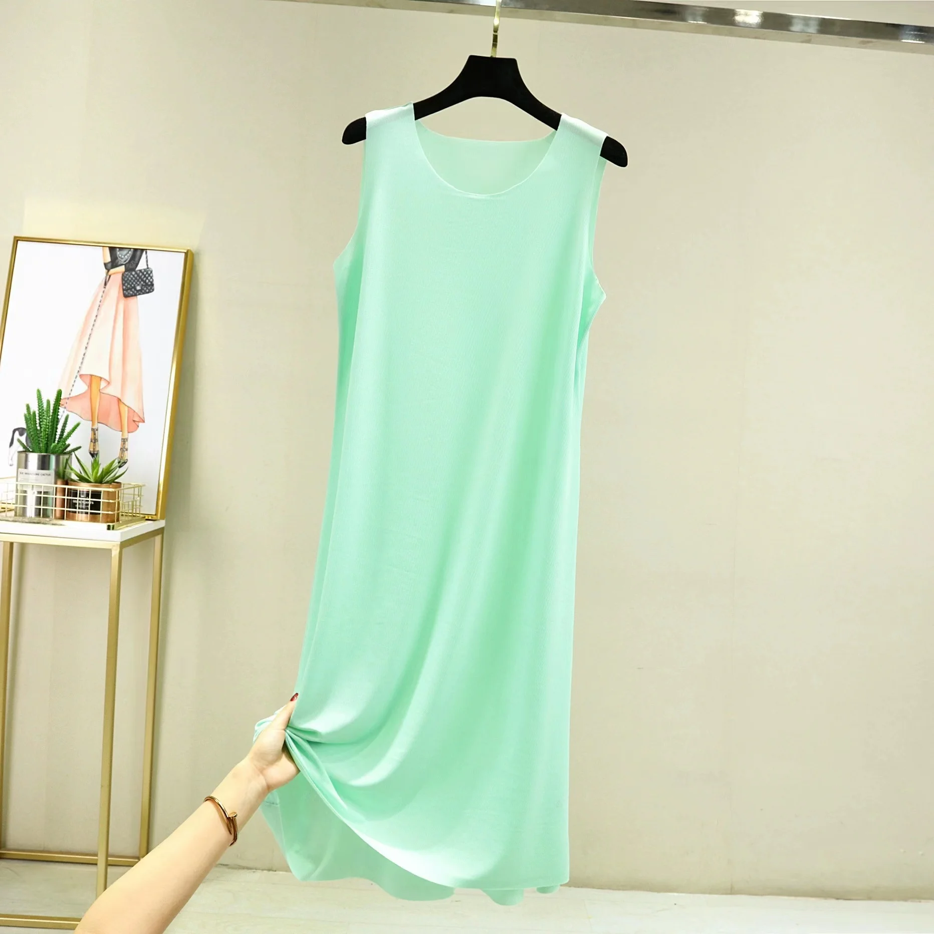 Fdfklak Summer Nightgowns Women New Vest Dress Female Korean Loose O-Shaped Nightdress Lce Silk Seamless Sleepwear Drape Pajamas