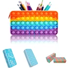 Новинка, фиджет-игрушка, Радужный поп-чехол для карандаша, пузырьковый Сжимаемый чехол, игрушки, декомпрессионный силиконовый чехол-карандаш для детей