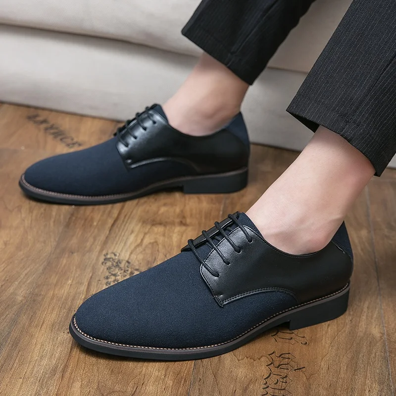 

Mens Suede Leather Pointed Lace Up Gentleman Wedding Homecoming Pageant Shoes Flats Casual Loafer Dress Sapatos Tenis Masculino