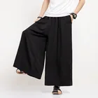 Брюки мужские прямые с юбкой, повседневные японские модные штаны в стиле хип-хоп, свободные брюки-султанки, хлопковые кимоно, азиатская одежда, уличная мода