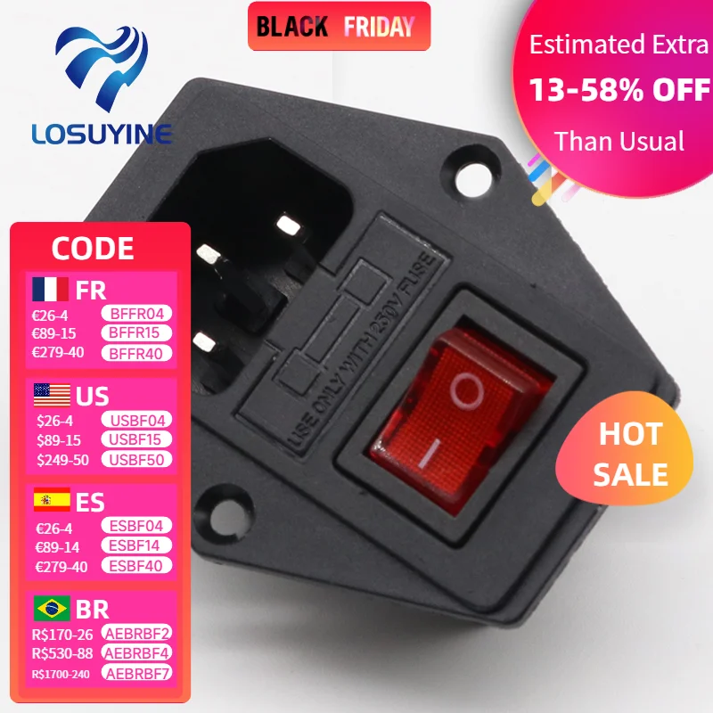 

LOSUYINE 3-контактная розетка с выключателем