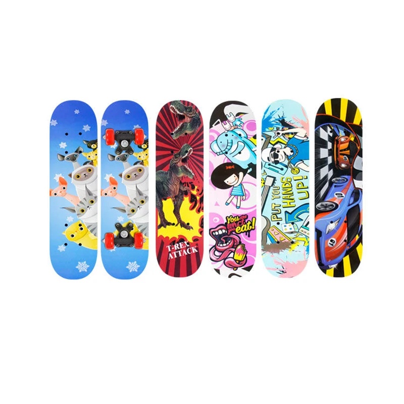 

24inch Children Cartoon Skateboard Maple Wood Double Rocker Skate Board Four Wheels Longboard Skateboards 60*15cm Deck 스케이트보드