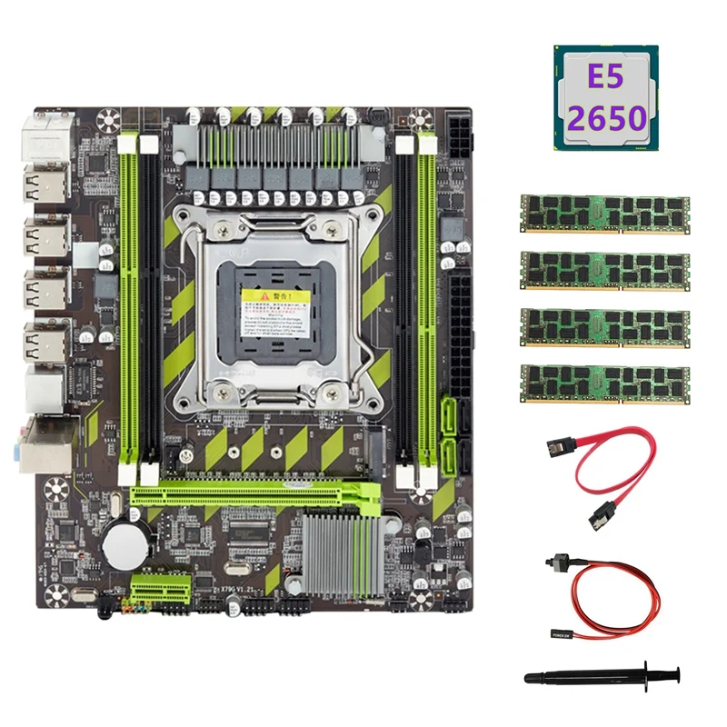 

Материнская плата X79 + процессор E5 2650 + 4x4 ГБ DDR3 1600 МГц REG ECC ОЗУ + SATA кабель + коммутационный кабель + термопаста M.2 NVME