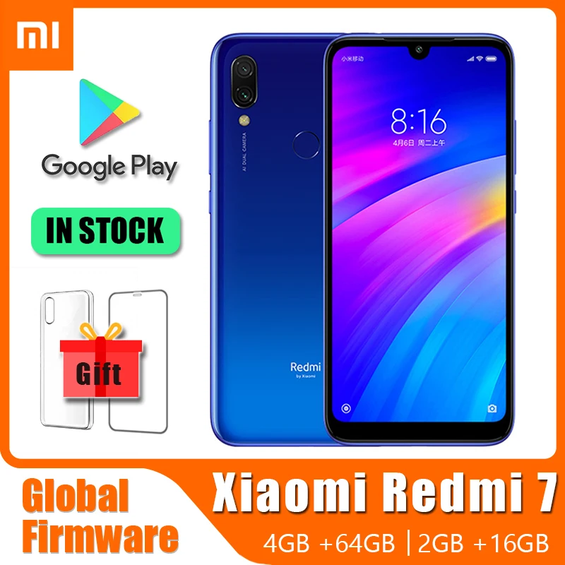original xiaomi redmi 7 smartphone with phone case dual sim solt cellphone android cell phone dual camera（random color free global shipping