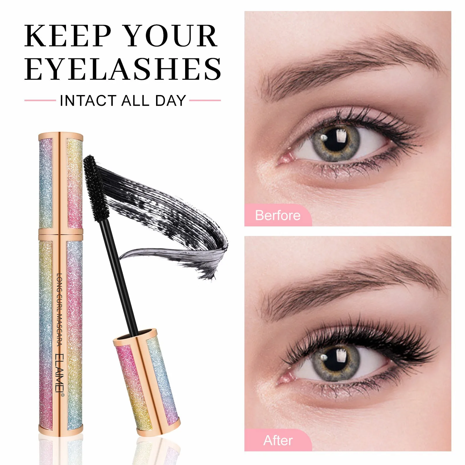 

Starry Sky Mascara Waterproof Thick Slender Curled Silicone Brush Head Instant Lengther Curly Eyelashe Styling Makeup Not Smudge