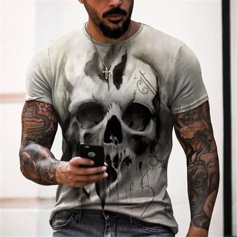 

New Horror Skulls T Shirts Men Women Hip Hop Streetwear Vintage Tees Tops Clothing Summer Short Sleeve T-shirts Camisetas Hombre