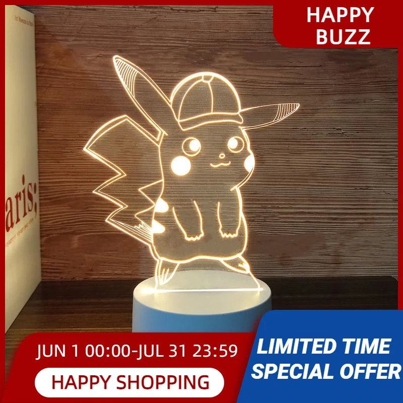 

Pokemon Series Led 3D Night Light Anime Figures Bedside Lamp Kids Toy for Children Bedroom Decor Birthday Gift