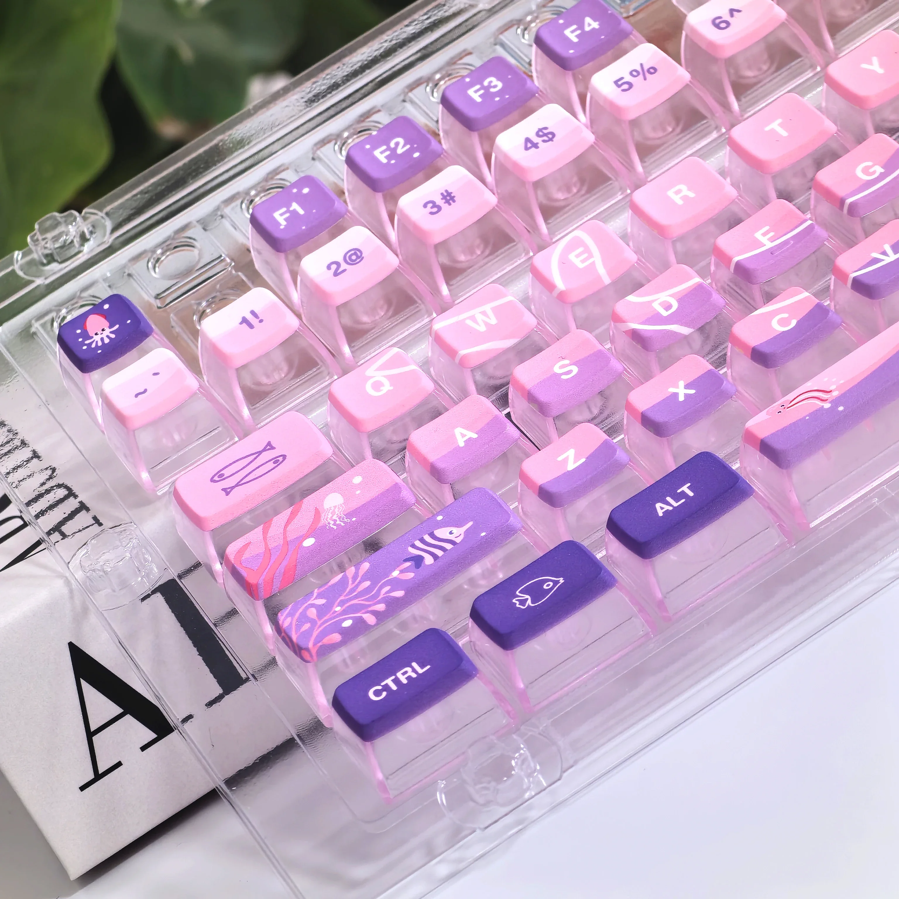 Подводный мир Keycap Кристальный пудинг полупрозрачный 117-клавиши Asa высота Pbt + Pc