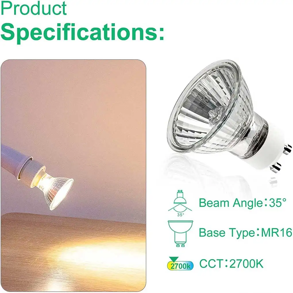 

Halogen Bulb Bright GU10 Light Lights Adjustable Lamp Household Accessory for Living Garden Yard Balcony 230V 35W