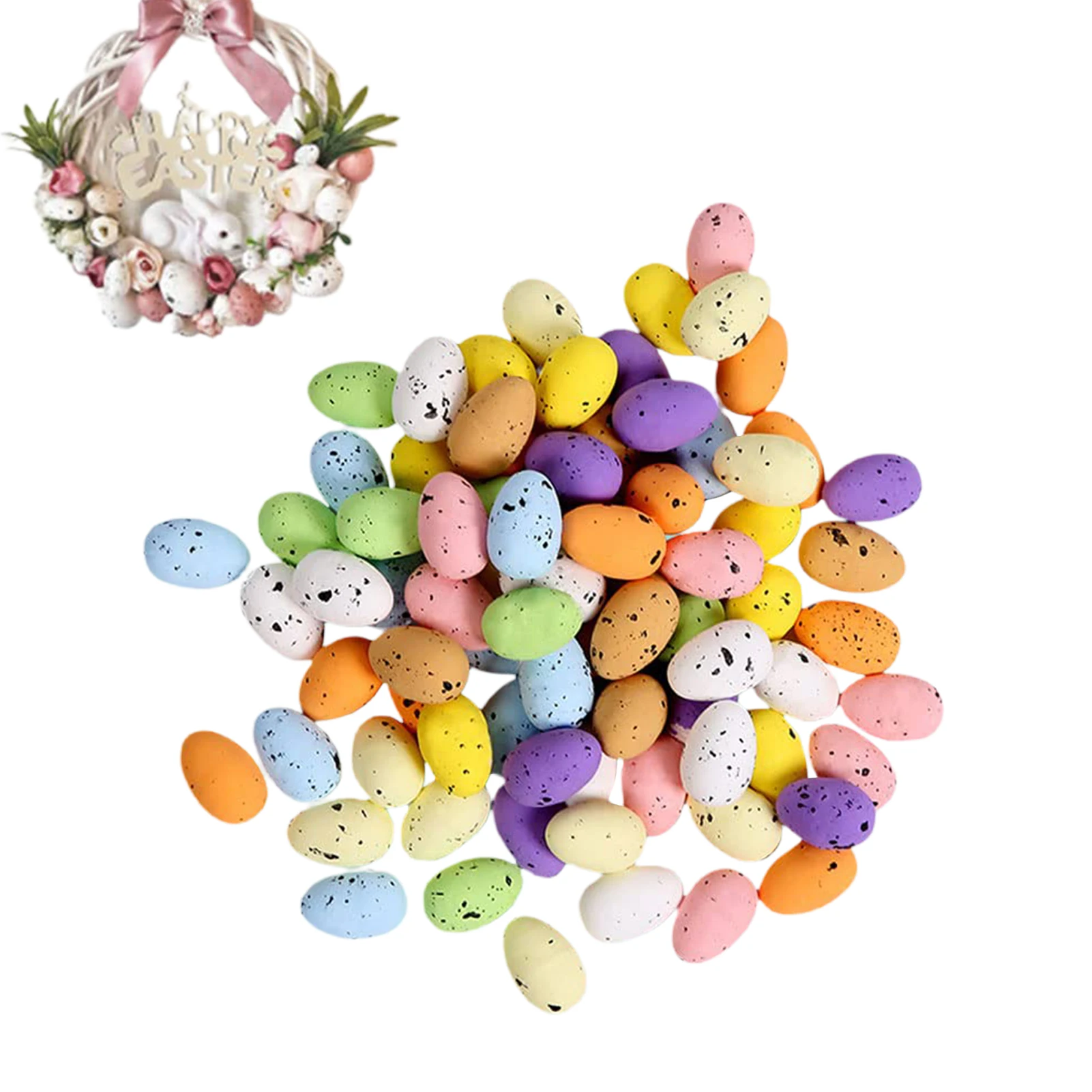 

100pcs Easter Egg Decor DIY Speckled Foam Eggs Mini Eggs Decorator Kit Easter Party Colorful Decor Gift For Kids Toddler