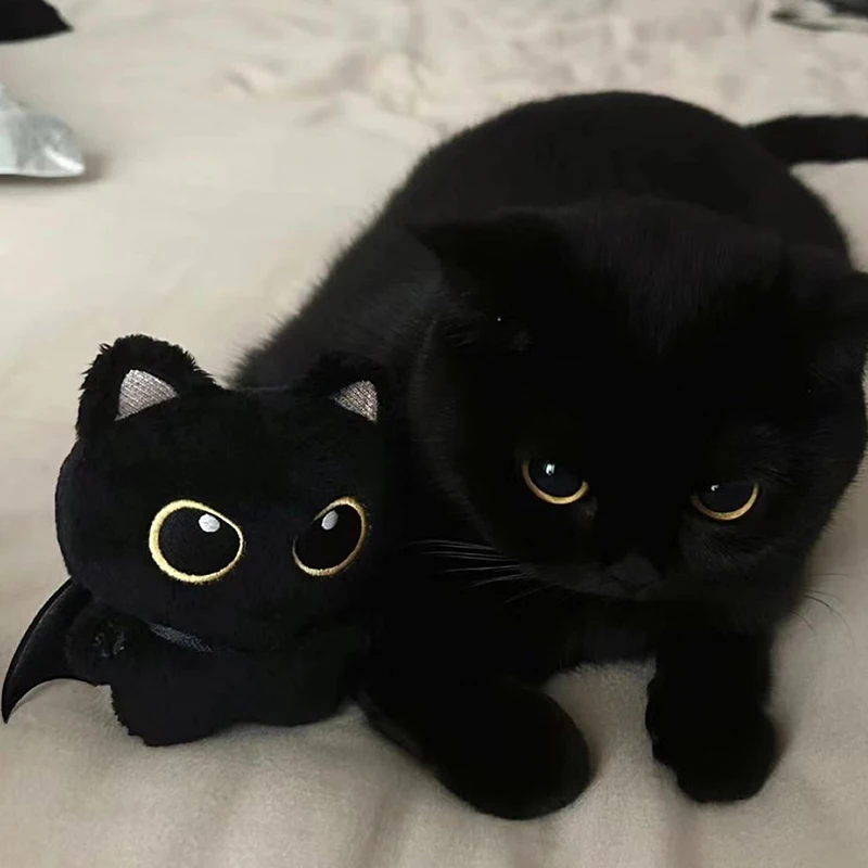 Милый черный кот плюшевая игрушка брелок с мультяшным котенком мягкая кукла