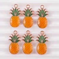 10pcs 8x17mm cute enamel fruit pineapple charms for making earrings pendants necklaces handmade crafts diy jewelry accessories