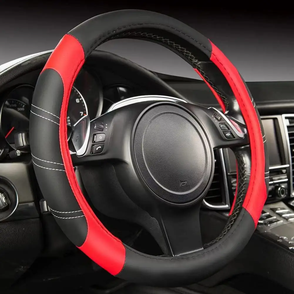 

Car Steering Wheel Cover Microfiber Leather Anti-Slip Safety Steering Wheel Protector Cover Fit 14.5-15inch