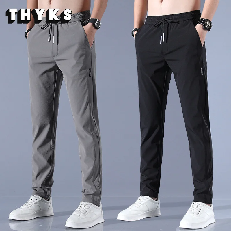 

2022 New Summer Men's Fashion Jogging Korean Style Trousers Thin Khaki Grey Solid Color Full Length Casual Work Pants Pantalon