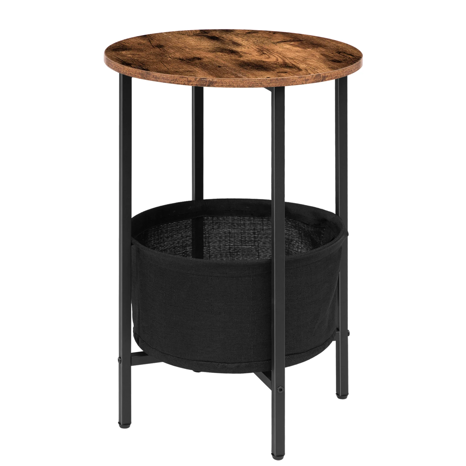 

HOOBRO Round End Side Table With Removable And Washable Storage Basket Sofa Table Wood Look Accent Nightstand For Small Spaces