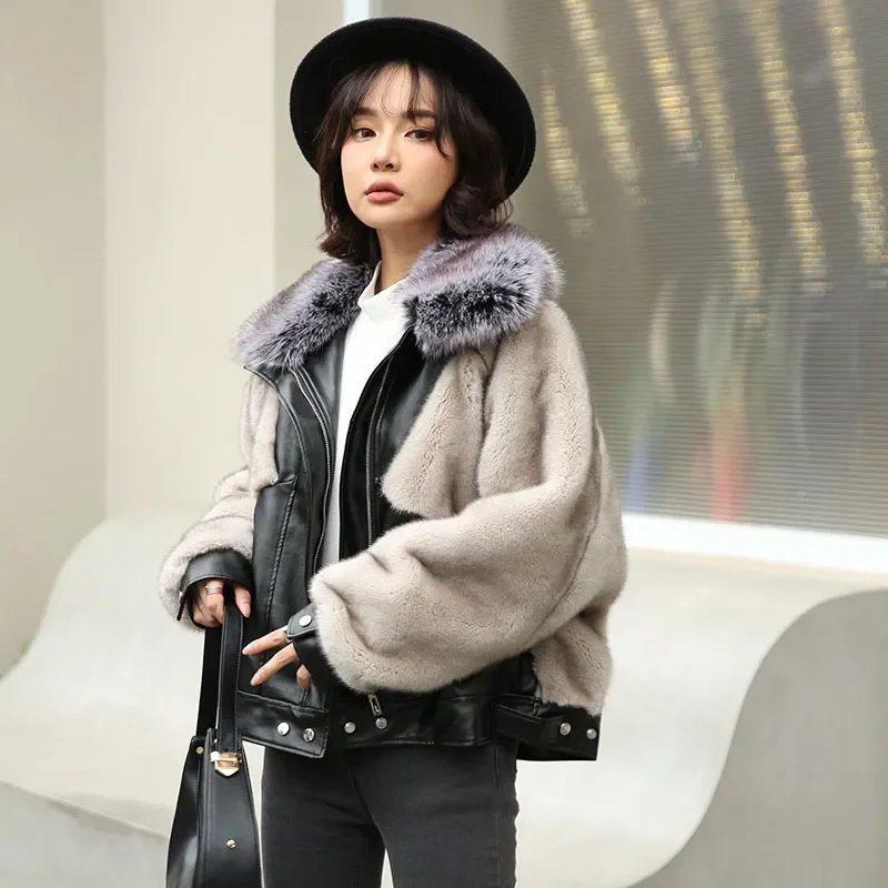 

NEW2023 Winter Women High Quality Faux Mink Fur Coat Luxury Fur Jacket Loose Fox Lapel OverCoat Thick Warm Plus Size Female Plus