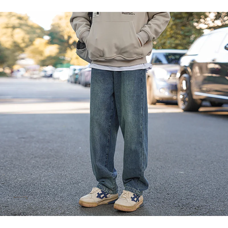 Men Clothing 2022 New Straight Loose Cylinder Jeans Vintage Comfortable Blue Temperament Harun Trousers Female Autumn and Winter