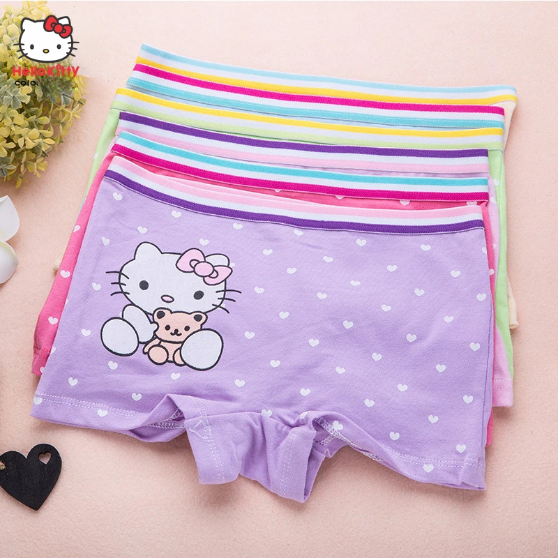 

5 шт., Детские хлопковые трусы-боксёры с принтом «Hello Kitty»