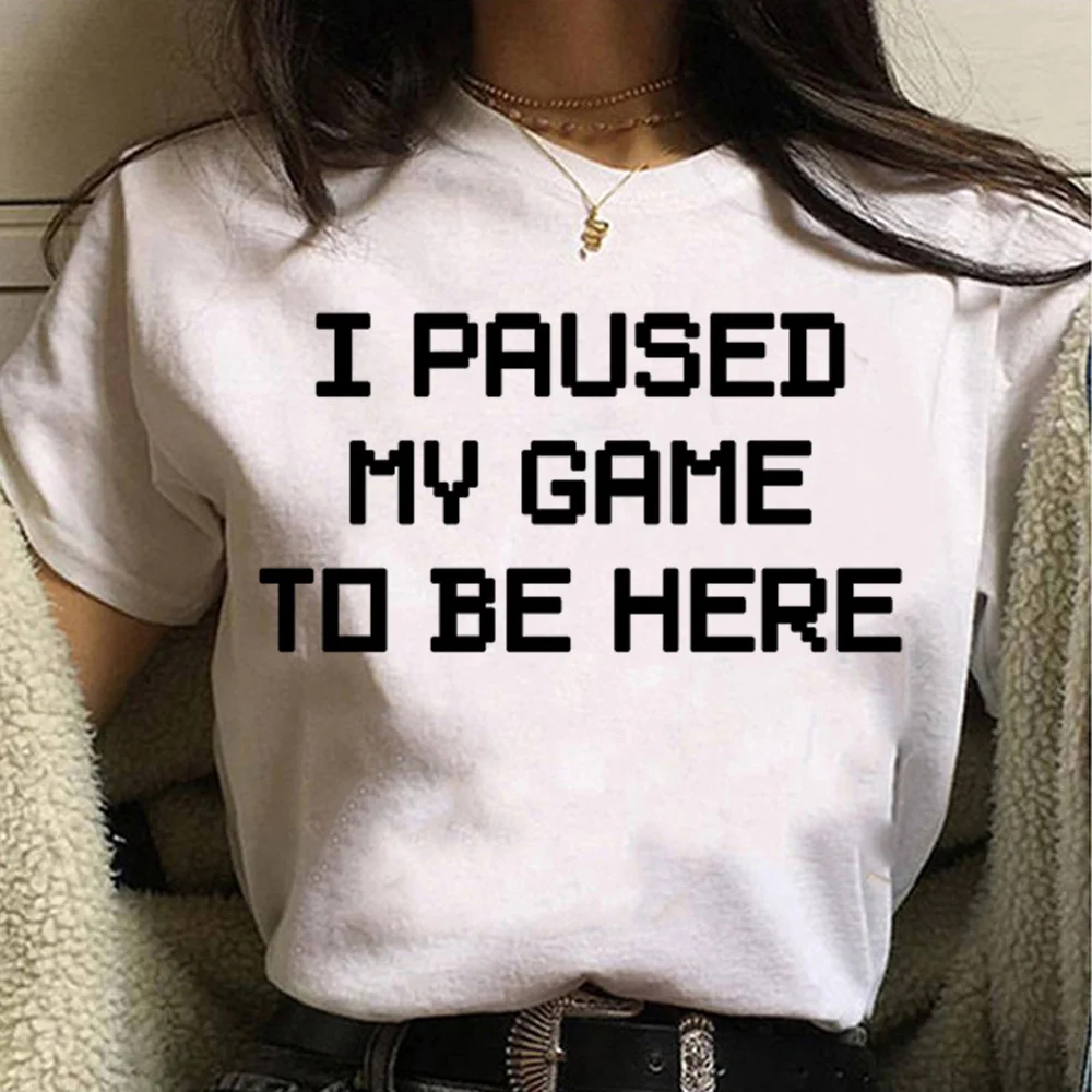 

Я приостановил свою игру, чтобы быть здесь, футболка, женская дизайнерская летняя графическая футболка, женская дизайнерская графическая о...