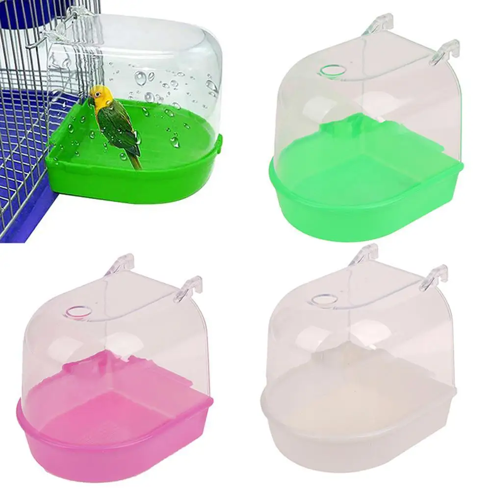 

Removable Bath Box Bathing Basin Clip-On Bird Bath Bird Cage Parrot Bathing Tub Attaches to Most Birdcages for Small Birds