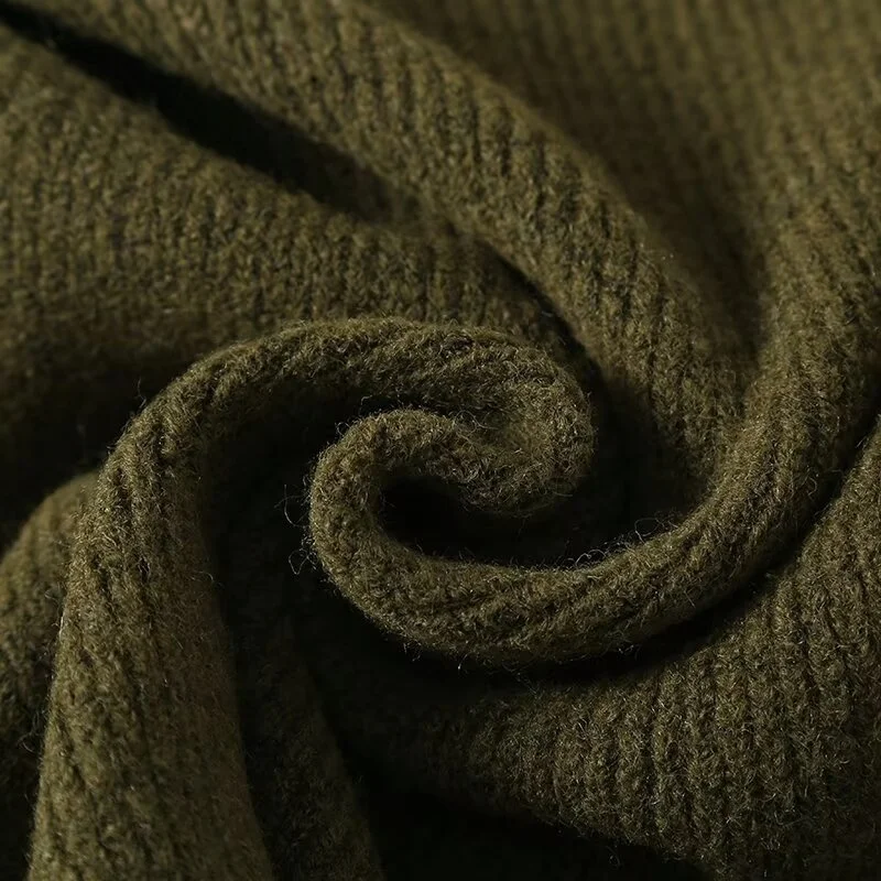 Женский трикотажный свитер KEYANKETIAN однобортный свободный короткий болотного