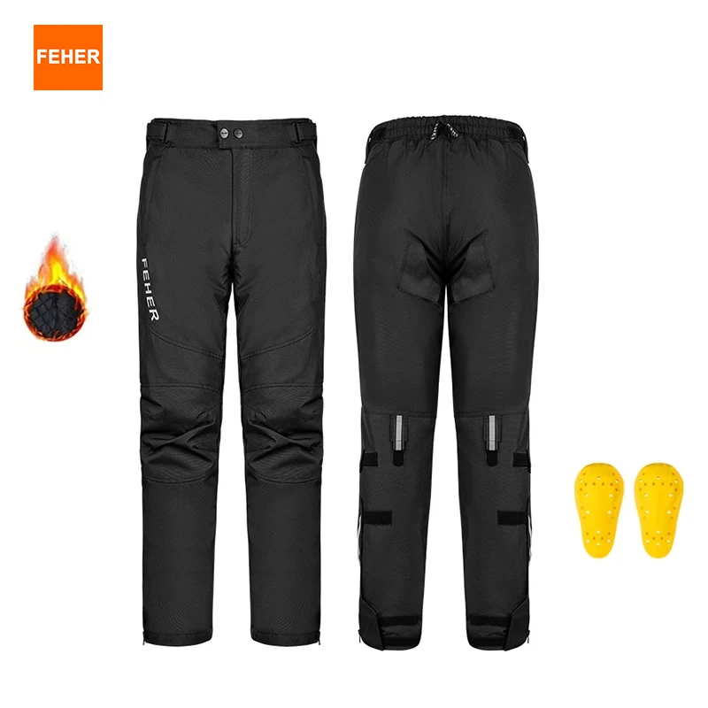 

FEHER зимние мотоциклетные брюки с быстросъемным механизмом для мужчин и женщин, водонепроницаемые, ветрозащитные, сохраняющие тепло, мотобрюки для верховой езды