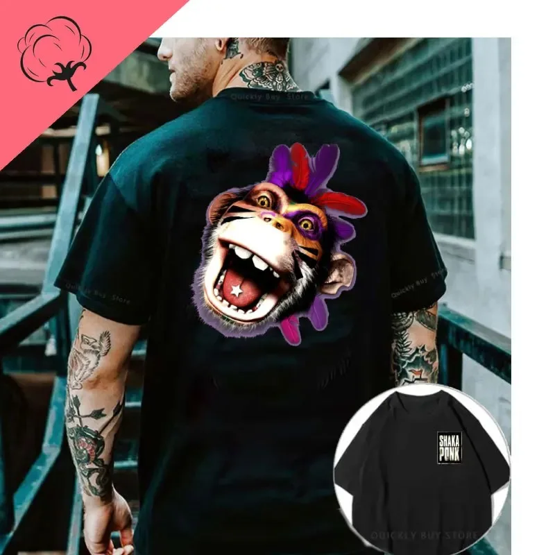 Хлопковая Летняя Футболка Shaka Ponk Унисекс С Графическим Принтом Обезьяны