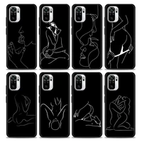 minimalist line art sexy lover kiss silicone phone case for xiaomi redmi note 9 9t 10 10s 11 11s 11e 8 7 poco m3 m4 pro 5g cover