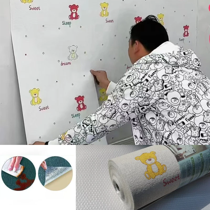 

Linen Wallpaper Self-adhesive Waterproof Moisture-proof and Moldy Resistant 3D Wall Stickers Home Living Room Wall Decoration