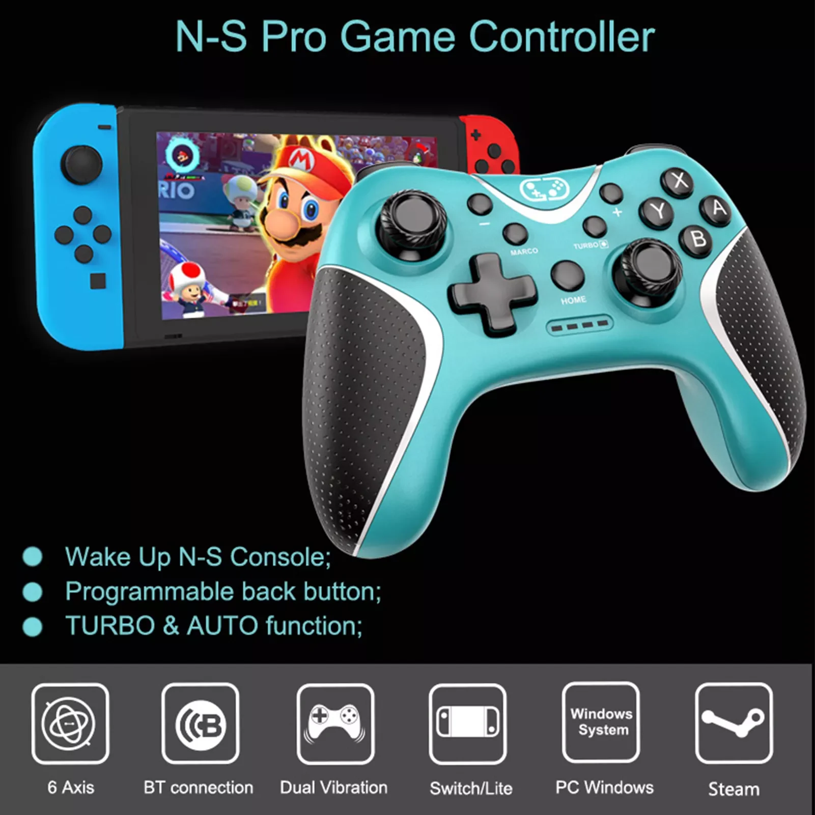 

NEW2023 Wireless Gamepad Game Remote Controller Portable Console Joystick Handle Accessories with Back Programming Buttons